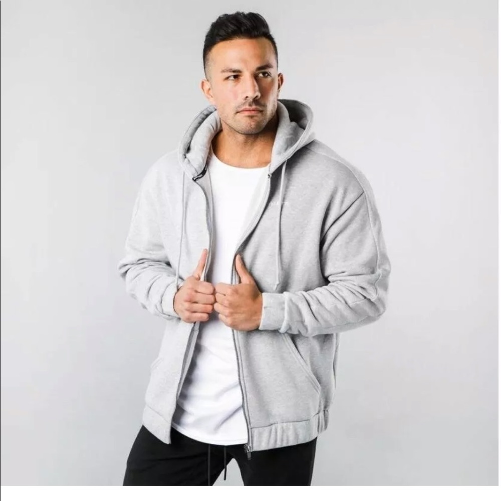 Alphalete capital zip up hoodie light grey small